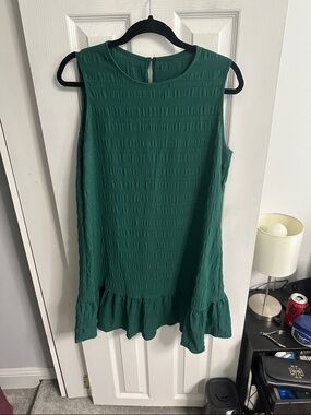 Amazon Green Sleeveless Ruffle Hem Dress